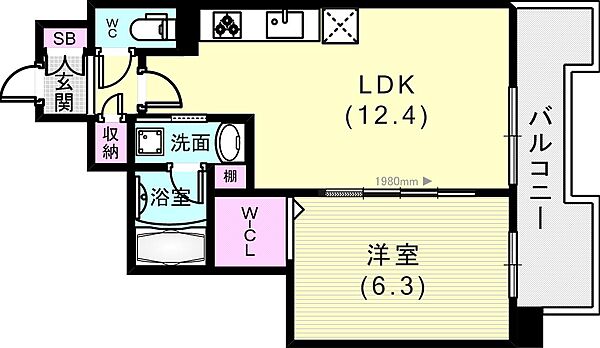 L・Isobe三宮 ｜兵庫県神戸市中央区磯辺通1丁目(賃貸マンション1LDK・12階・43.53㎡)の写真 その3