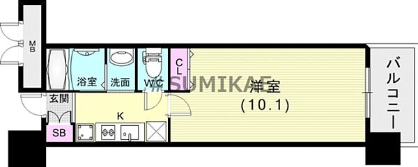 レジディア三宮東 807｜兵庫県神戸市中央区磯上通3丁目(賃貸マンション1K・8階・28.20㎡)の写真 その3