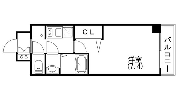 エスライズ神戸三宮山手通壱番館 1302｜兵庫県神戸市中央区国香通6丁目(賃貸マンション1K・13階・24.65㎡)の写真 その2