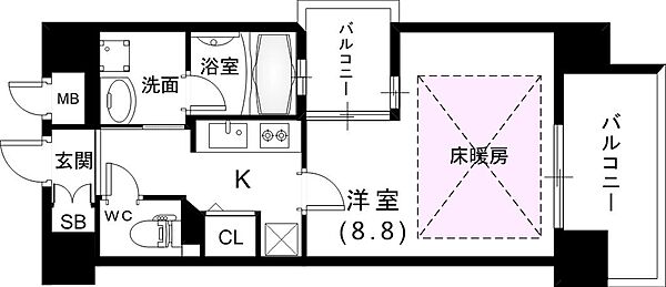 ベルフェリーク新神戸 508｜兵庫県神戸市中央区熊内橋通5丁目(賃貸マンション1K・5階・30.25㎡)の写真 その3