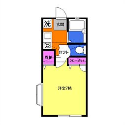 ピアッツァ恩名 1Kの間取図画像