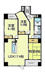 グランドシーズ心斎橋 3LDKの間取図画像