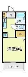 阿倍野ハイツ 1Kの間取図画像