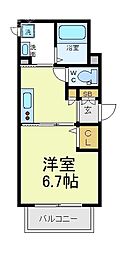 シャーメゾンアベノ 1Kの間取図画像