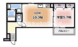 京阪本線 寝屋川市駅 徒歩16分の賃貸アパート 1階1LDKの間取り