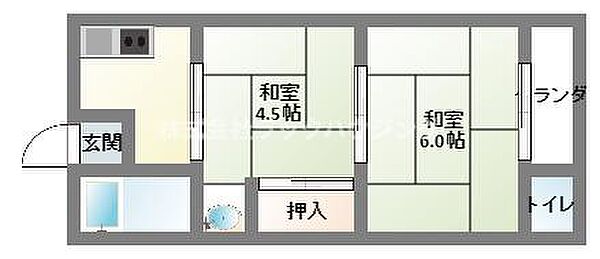 太陽マンション ｜大阪府門真市野里町(賃貸マンション2DK・2階・31.50㎡)の写真 その2