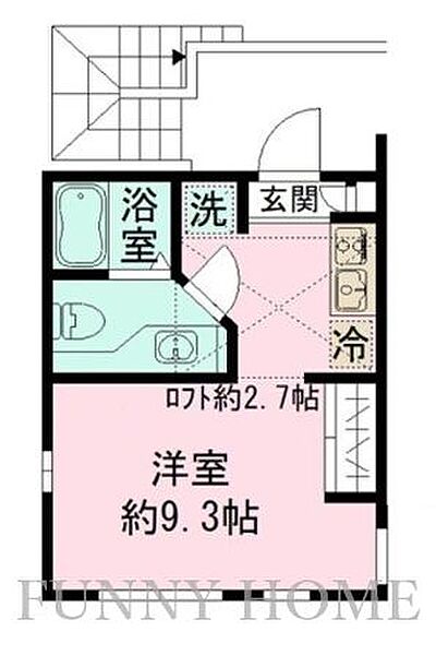 東京都世田谷区砧6丁目(賃貸アパート1R・2階・21.47㎡)の写真 その2