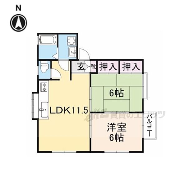 京都府舞鶴市字七日市(賃貸アパート2LDK・1階・48.50㎡)の写真 その2