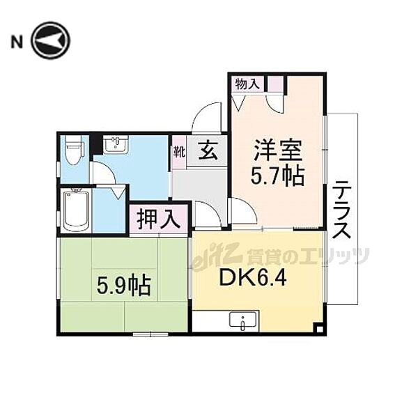 コート・プレサージュB 101｜京都府福知山市字天田(賃貸アパート2DK・1階・43.00㎡)の写真 その2