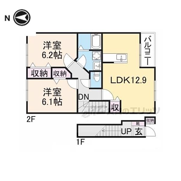 京都府舞鶴市愛宕上町(賃貸アパート2LDK・2階・62.32㎡)の写真 その2
