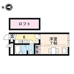 レオパレスＭｉｋａｇｅ 2階1Kの間取り