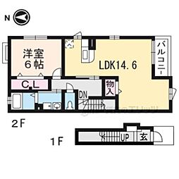 アウスレーゼ福知山 2階1LDKの間取り