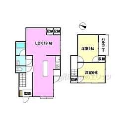 JR舞鶴線 東舞鶴駅 徒歩22分の賃貸一戸建て 2階2LDKの間取り