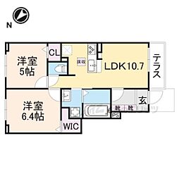 コート・ヴィレッジII 1階2LDKの間取り
