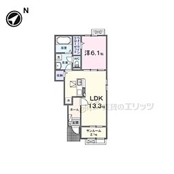 キング・ヒルズI 2階2LDKの間取り