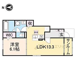 JR福知山線 篠山口駅 7.1kmの賃貸アパート 1階1LDKの間取り