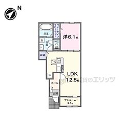 モルゲン・チェ―ロ 1階1LDKの間取り