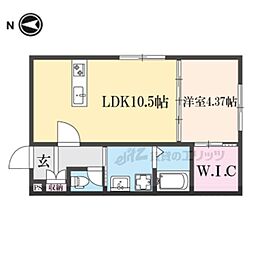グラシエ土師　サウス 204 2階1LDKの間取り