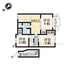 サンセールIII 2階3DKの間取り