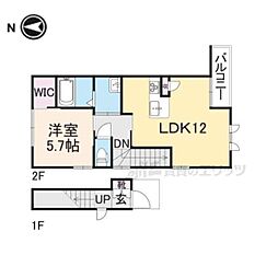 ＳＡＲＡ　Ｂ 2階1LDKの間取り