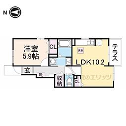 オーブ　コリーヌ 1階1LDKの間取り