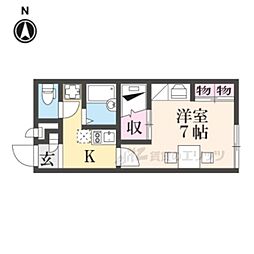レオパレス余内 1Kの間取図画像