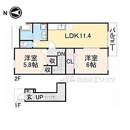 アボンデーレB 2LDKの間取図画像