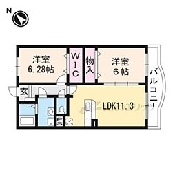 ピニーズコート 2LDKの間取図画像