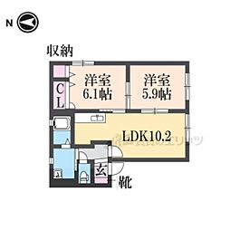 ハルフォーレ1 2LDKの間取図画像