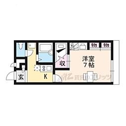 レオパレス嵯峨 1Kの間取図画像