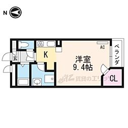 レオネクストイン園部 1Kの間取図画像