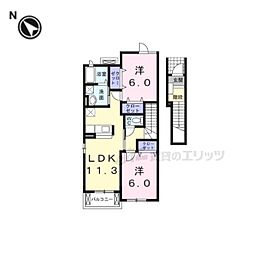 アルメールC 2LDKの間取図画像