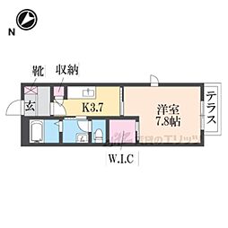 シャーメゾン楽音寺G 1Kの間取図画像