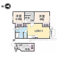 アーバン縄手C 2LDKの間取図画像