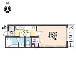 ラス・パルマス浜三條 1Kの間取図画像