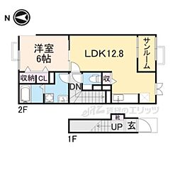 サンリットタウン日高2 1LDKの間取図画像