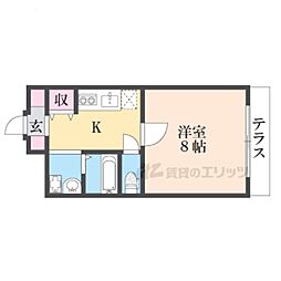 プロムナードIV 1Kの間取図画像