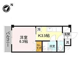 オークサンガ 1Kの間取図画像