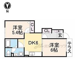 メゾン・フォレストB棟 2DKの間取図画像