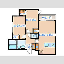 東京メトロ有楽町線 平和台駅 徒歩3分の賃貸マンション 2階2LDKの間取り