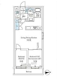 西武有楽町線 新桜台駅 徒歩6分の賃貸マンション 1階2LDKの間取り