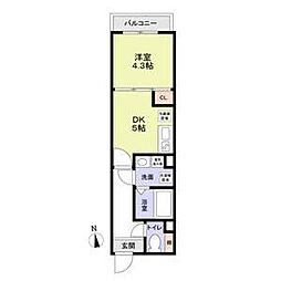 西武新宿線 東伏見駅 徒歩10分の賃貸アパート 2階1DKの間取り