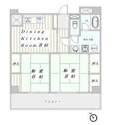 JR山手線 駒込駅 徒歩3分の賃貸マンション 8階2DKの間取り
