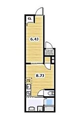 西武新宿線 沼袋駅 徒歩16分の賃貸アパート 2階1LDKの間取り