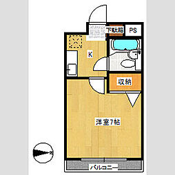 東京メトロ副都心線 小竹向原駅 徒歩12分の賃貸マンション 2階1Kの間取り