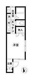 都営大江戸線 新江古田駅 徒歩10分の賃貸アパート 1階1Kの間取り