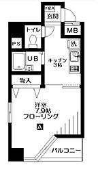 JR高崎線 尾久駅 徒歩7分の賃貸マンション 6階1Kの間取り