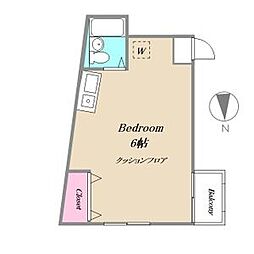 東京メトロ副都心線 要町駅 徒歩5分の賃貸マンション 3階ワンルームの間取り