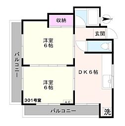 ハイム99 2DKの間取図画像