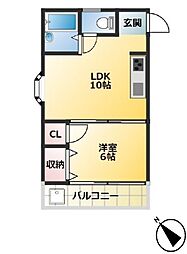 カーサ栄 1LDKの間取図画像